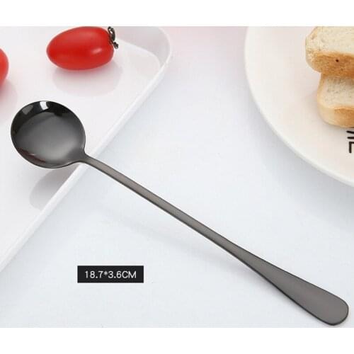 Creative Stainless Steel Ice Spoon Stirred Spoon Titanium Black Gold Colorful Blue Coffee Hotel With Colorful Round Scooters