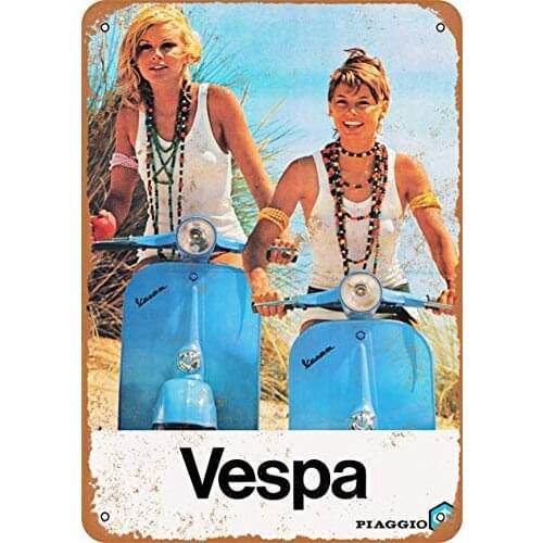 12 x 16 inches Metal Vintage Funny Tin Sign 1973 Vespa Scooters
