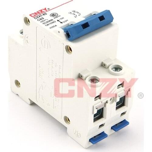 MCB DZ47 1P 2P 3P 4P 63A 400V C Type Mini Circuit Breaker MCB 35mm Din Rail Mount Breaking Capacity 6KA