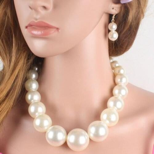 Fashion Simulated Pearl Jewelry Sets Women Charm Jewelry Set Necklace Earrings Set