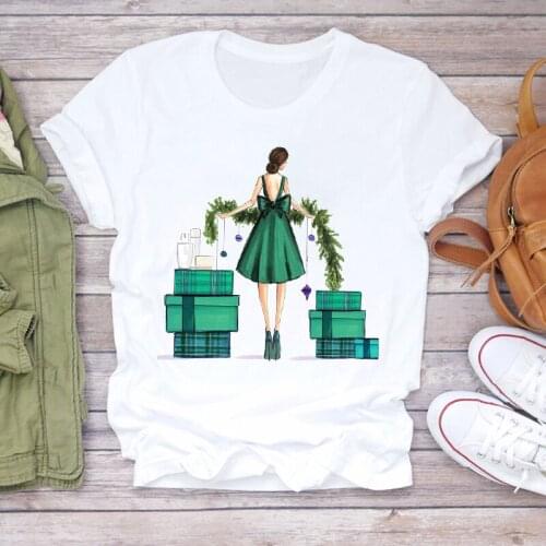 Fashion Women T-Shirt Warm Wishes New Year Merry Tee Shirt Christmas Tumblr Graphic T Shirt O-Neck Clothes Short Sleeve Tee Top