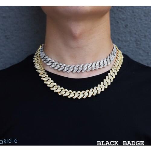 14MM Iced Out Necklaces Crystal Rhinestone Miami Cuban Chain Gold Silver Color Hip Hop Necklace For Mens CZ Bling Rapper Jewelry