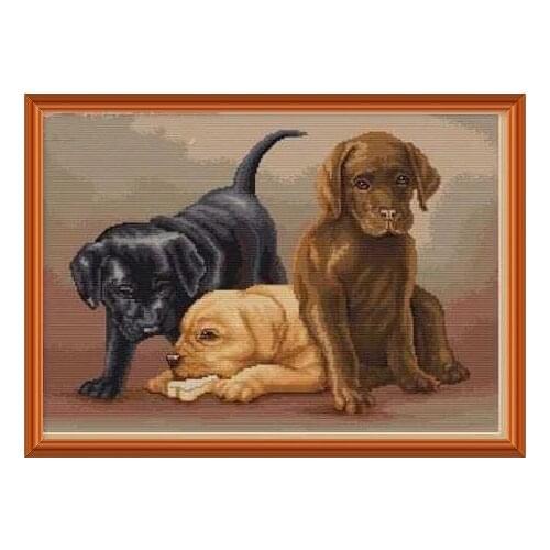 Top Quality Beautiful Lovely Counted Cross Stitch Kit Puppy 3 Puppies Dog Dogs luca luca-s