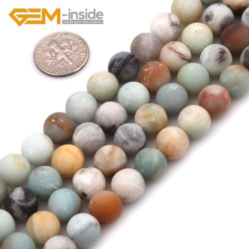 Natural Round Frost Mixed Color Amazonite Beads 4-14mm Stone Beads DIY Loose Beads For Jewelry Making Bead Strand 15'' New
