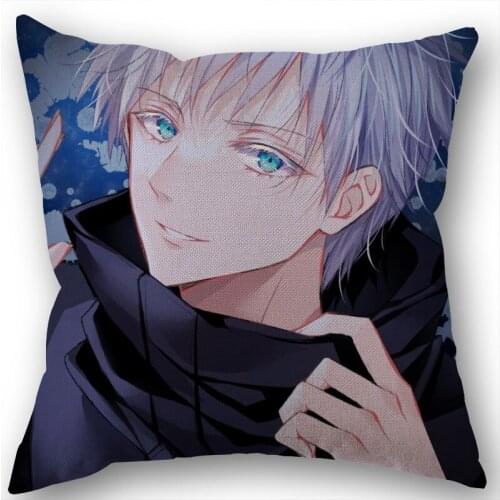 Anime Gojou Satoru Pillow Covers Cases Cotton Linen Zippered Square Decorative Pillowcase Outdoor,Office,Home Cushion 45x45cm