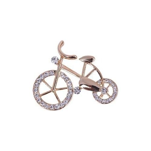 2019 New Fashion Hot-Selling Gold Rhinestone Alloy Bicycle Lovers Delicate Brooch Corsage Gift
