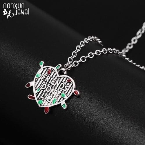 Stranger Things "Friends Don't Lie" Choker Necklace Letter Heart Pendants Light necklace women Girls Jewelry Gift