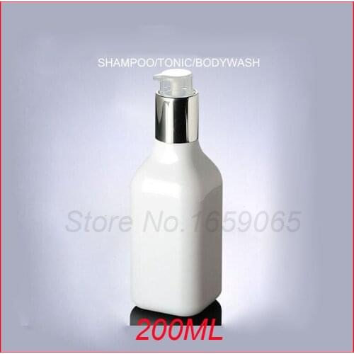 200ML plastic bottle shiny siver collar empty suncreen/shampoo/bodywash pressure pump cosmetic container Refillable Packaging