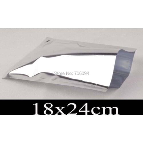 18*24cm shiny silver Aluminum Foil Plastic Bag,Heat seal silver Aluminum foil bag,Plain pocket plastic food Bag,200pcs/lot