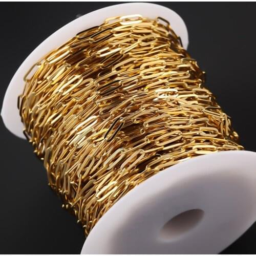1 Meter Stainless Steel Gold Oval Flat Wallet Chains Jewelry Gift Accessories for DIY Necklace Bracelet Anklet Jewelry Making