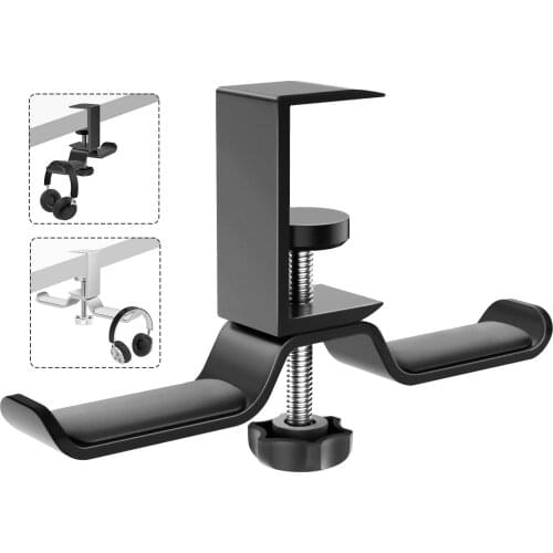 Headphone Stand,360 Degree Rotatable Aluminum Headphone Hanger Desk Holder Mount with Adjustable Clamp for All Headphones，Beats