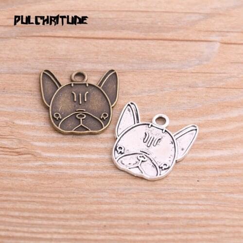 8PCS 23*23mm New Product Two Color Lovely Dog Charms Animal Pendant Jewelry Metal Alloy Jewelry Marking