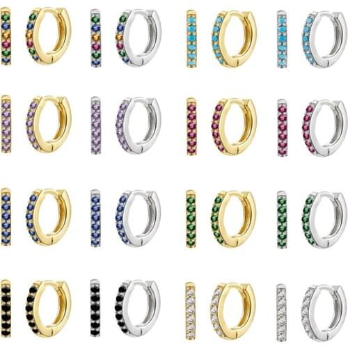 925 Sterling Silver Ear Buckle Multi-Color Exquisite Rainbow Zircon Hoop Earrings Minimalism Ladies Fashion Wedding Jewelry