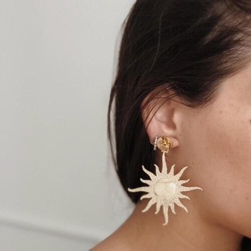 GULCE DERELI, SINGLE EARRING, SUN SYMBOL CHARM EARRING, NEW PRODUCT, GIFT BOX, GOLD/SILVER PLATED