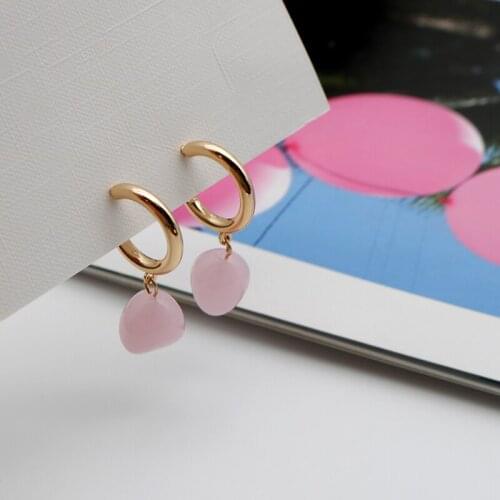 Water Drop Earrings Simple Design Styles Pink Gold Color For Women New Brand Ear Fashion Trendy Jewelry Dangle Earring 202148