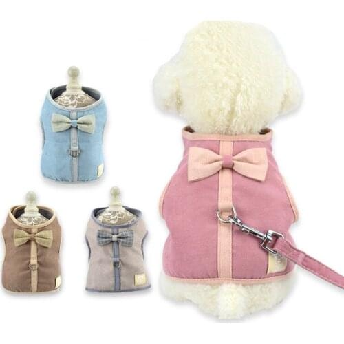 Pet Dog Harness Cat Harness Bowknot Lovely Breathable Vest Type Pet Traction RopeKitten Puppy Collar New Pet Supplies