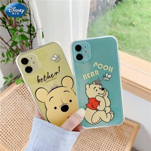 DISNEY Winnie the Pooh Silicone Case for IPhone 11 12Pro Xs Official Liquid Silicon 360 Full Cover zz0527