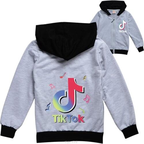 TIK TOK Hoodies Toddler Clothes Autumn Cool Kids Girls Coat Boys Zipper Sweatshirt Spring Sport Childrens Tops