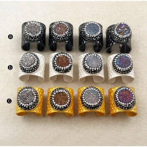 WT-RR020 WKT Wholesale New Arrival Fashion Jewelry For Lady Decoration Round Shape Natural Stone Rhinestone Pave Ring
