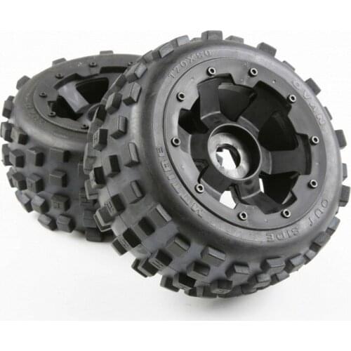 Rear Knobby Tire Assembly Set with Wheel Hub for 1/5 Hpi rovan km Baja 5B SS