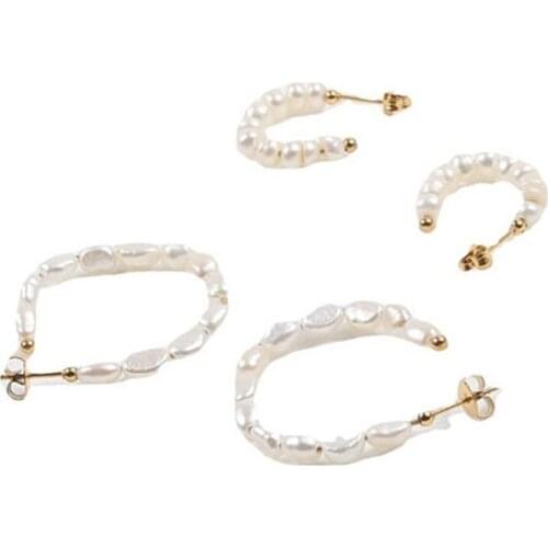 Stainless Steel Fresh Water Pearl Rice Beads Stud Earrings Gifts For Women 2021 Trend New Funny Personalized Accessories Jewelry