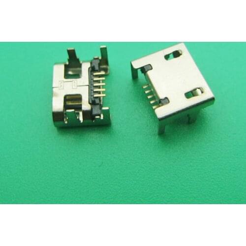 100pcs Micro USB connector 5pin seat Jack Micro usb Four legs 5P Inserting plate seat Mini usb connector