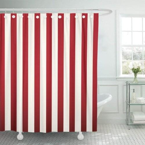 Abstract Classic Red and White Stripe Beautiful Color Diagonal Shower Curtain Waterproof Polyester Fabric 60 x 72 Inches