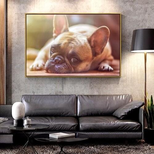 Artcozy Oil Canvas Painting french_bulldog_dog_laid_down For Home Decoration Wall Art
