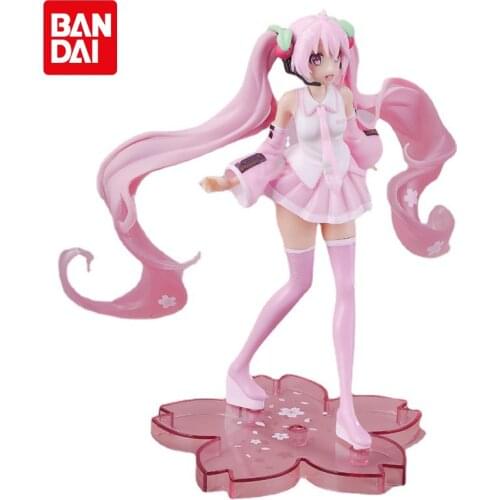 Bandai Anime Kawaii Beautiful Girl Pink Cherry Blossom Hatsune Miku Pvc Action Doll Model Moon Goddess Moon Rabbit Doll Gift Toy