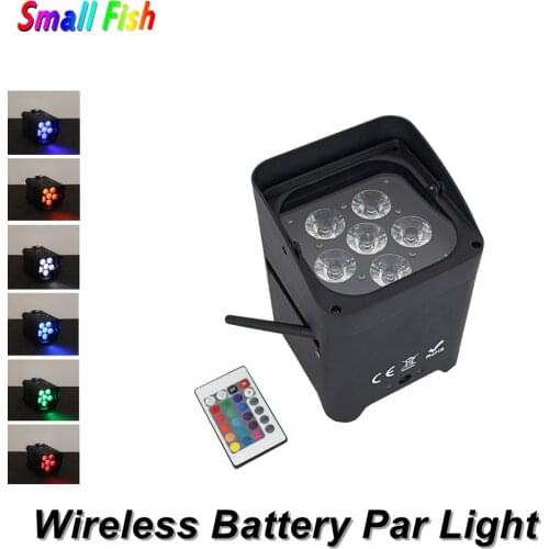 6X18W RGBWY UV Wireless DMX Uplighting Battery Operate Wifi&IRC Remote Control DJ LED Par Can Wash Light Disco Wedding Uplights