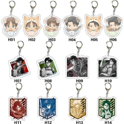 Attack on Titan Keychain Anime Accessories Cartoon Acrylic Key Chain Kawaii Eren Q Version Figures Key Ring Holder