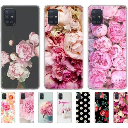 Case For samsung galaxy A31 A41 A51 A71 A01 A81 A91 A11 A30S A20S A21S A50S M11 M21 M31 M30S M40S Case Flower Pink Peonies