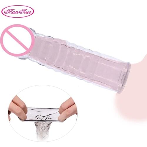 Man Nuo Reusable Penis Cock Sleeve Extender Condoms Sex Toys For Men Delayed Ejaculation Spike Dotted Realistic Dildo Sleeve 18
