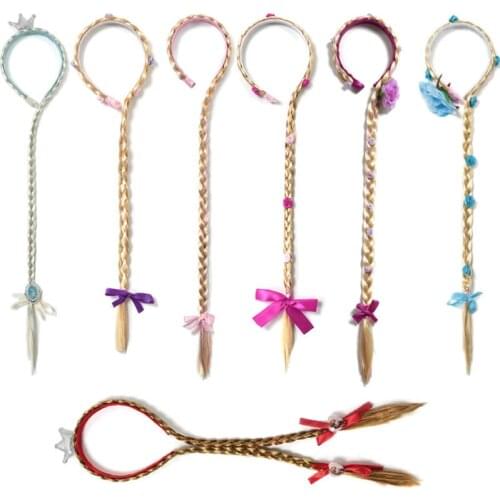 Kid Cosplay Equipment tangled Braid Synthetic Hair Party Supply Princess Girl Anna Wig Comic Con Accessory Costume