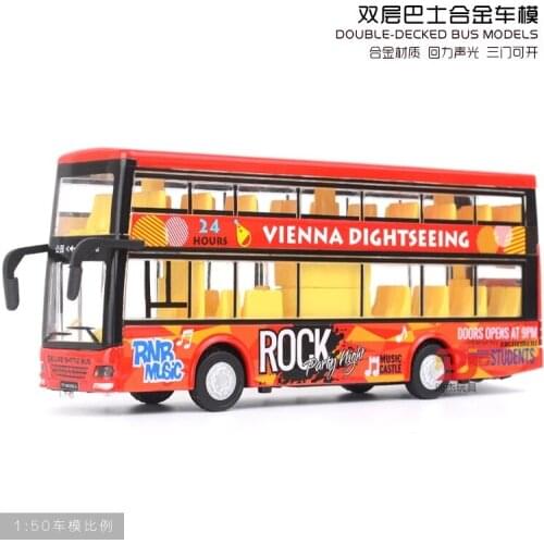 Double Deck Bus Model Alloy Simulation Car Model Return Force Car Sound And Light Boys Birthday Christmas Gift Red