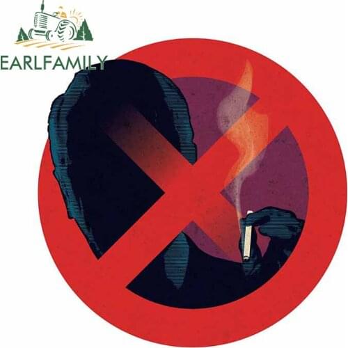 EARLFAMILY 13cm x 12.7cm for No Smoking Logo Car Stickers Personality DIY Window Trunk Decal Scratch-proof Window Decor