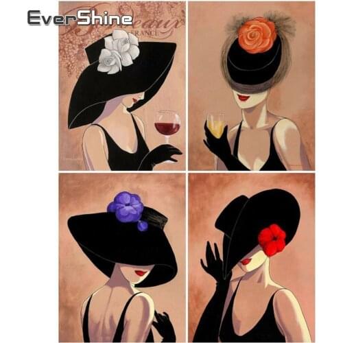 EverShine DIY Diamond Embroidery Girl Cross Stitch Diamond Painting Full Drill Portrait Picture Of Rhinestones Diamond Mosaic