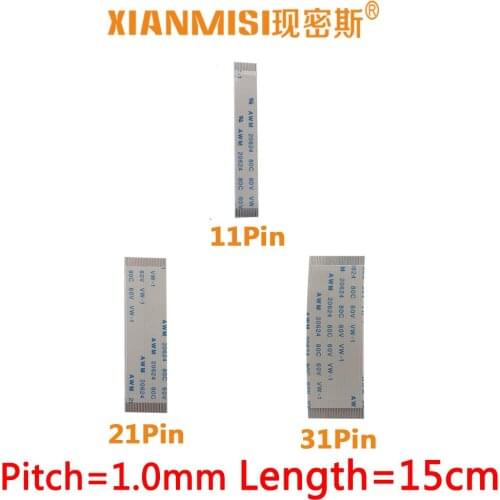 FFC FPC Flat Flex Extension Cable 11Pin 21Pin 31Pin Same Side 1.0mm Pitch AWM VW-1 20624 20798 60V Length 15cm 5PCS