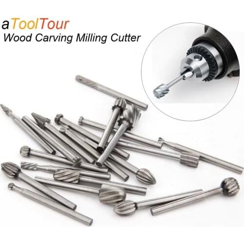 Woodworkding Carving Milling Cutter HSS Routing Router Bits Burr Rotary Rasp Files Engraving Cut Electric Grinding Machine Tool