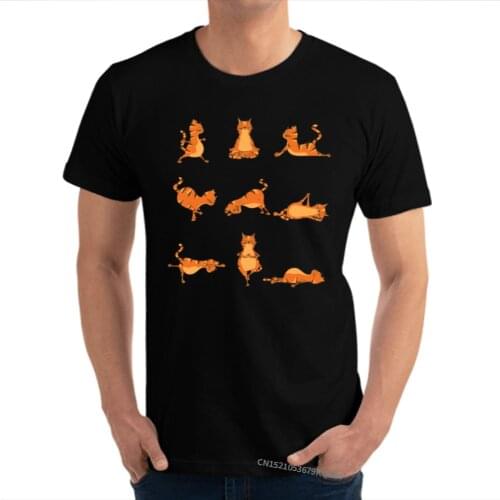 Yoga Pose Cat Funny Yoga Jokes Unique T-Shirt Designer Short Sleeve Camisa Cotton Student Tops Tees Simple Style Tee Shirt