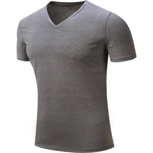 Summer Mens Outdoor Hiking Riding Climbing Thin Breathable T Shirt Tops Short Sleeve V-neck Pullover Tactical Cotton T-shirt