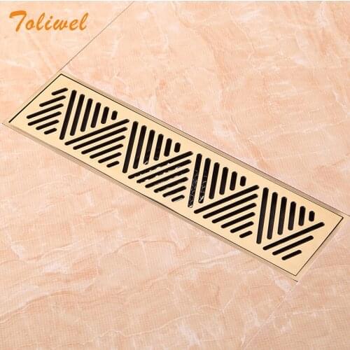 Nice Antique Brass 8 x 30cm Bathroom Linear Shower Floor Drain Wire Strainer Waste Drainer Flower Carved Retail Wholesale SEH089