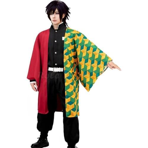 Adult Kids Anime Demon Slayer: Kimetsu no Yaiba Tomioka Giyuu Kimono Cosplay Costume Full Sets C90C36