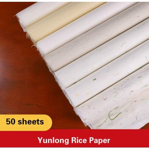 50 Sheets Chinese Xuan Paper Rijstpapier Yunlong Xuan Paper for Painting Calligraphy Creations Four Feet Handwork Papel Arroz