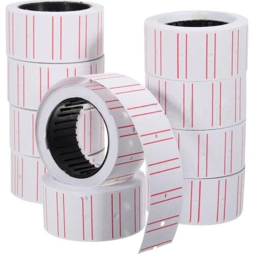 10pcs/lot Adhesive Price Labels Paper Tag Price Label Sticker Single Row For Price Gun Labeller Suitable For Grocery Label Roll