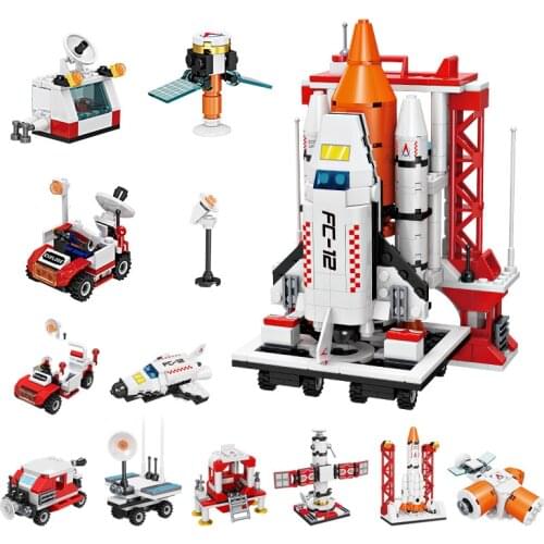 City Series 8-in-1 Space Base Rocket Launch Center Astronaut Rover Building Blocks Bricks Toys Gifts
