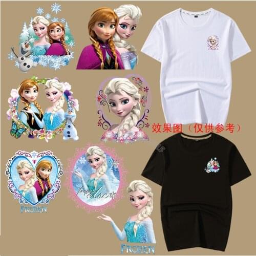 Frozen Anna Elsa Clothes Patches Disney Princess Hot Transfer Iron on Patch Cartoon Sticker Bag Shirt Pants Decration Girl Gift