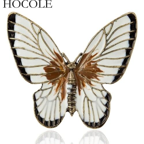HOCOLE Cute Alloy Enamel Butterfly Brooches for Women Mens Metal Scarf Broche Gifts Insects Brooch Badges Jewelry Accessories