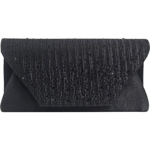 NEW Medium Satin Rhinestone Flap Clutch Bag Evening Bag for Cocktail Prom