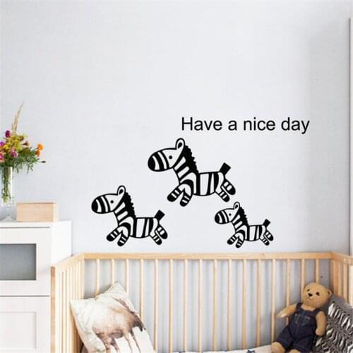 New Cartoon Zebra Wall Decals Have A Nice Day DIY Wall Stickers for Kids Room Nursery Living Room